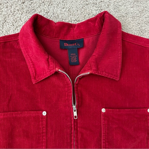 Denim&Co Shacket Womens Size M Red Corduroy Cotton - Picture 5 of 10